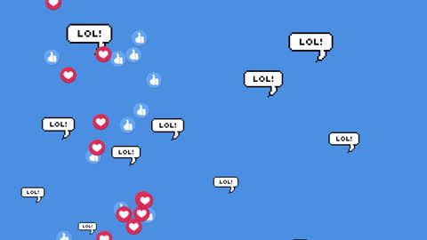 Vibrant Social Media Icons Flowing Across Blue Background