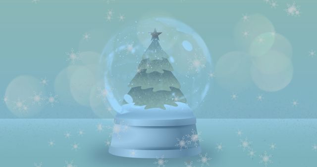 Magical Snow Globe Featuring Christmas Tree and Falling Snow - Download Free Stock Images Pikwizard.com