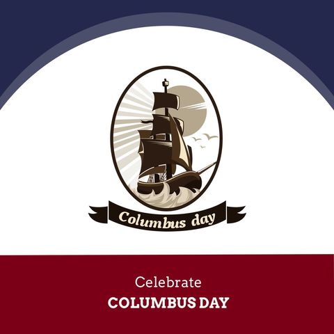 Columbus Day Celebration with Vintage Ship Graphic