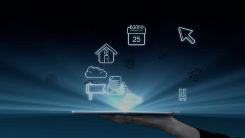 Futuristic Technology Concepts Over Digital Display and Blue Light