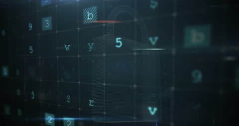 Digital Lock Symbol with Data Flow Animation