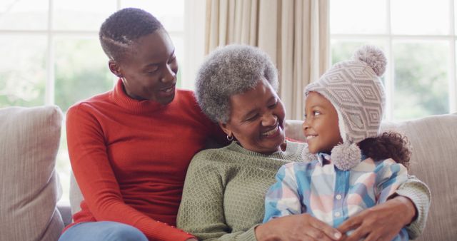 Three Generations of African American Family Bonding on Couch - Download Free Stock Images Pikwizard.com