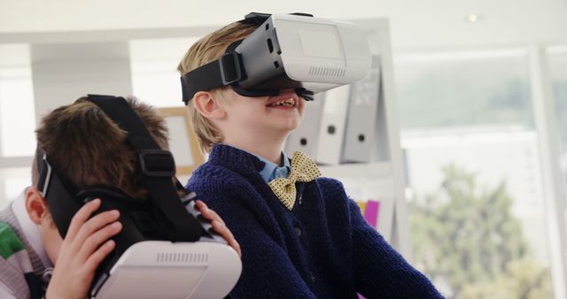 Children Experiencing Virtual Reality with Headsets - Download Free Stock Images Pikwizard.com