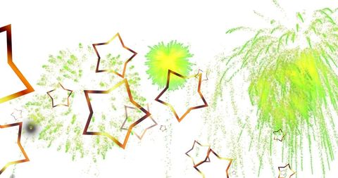 Starry Fireworks Display Celebration on White