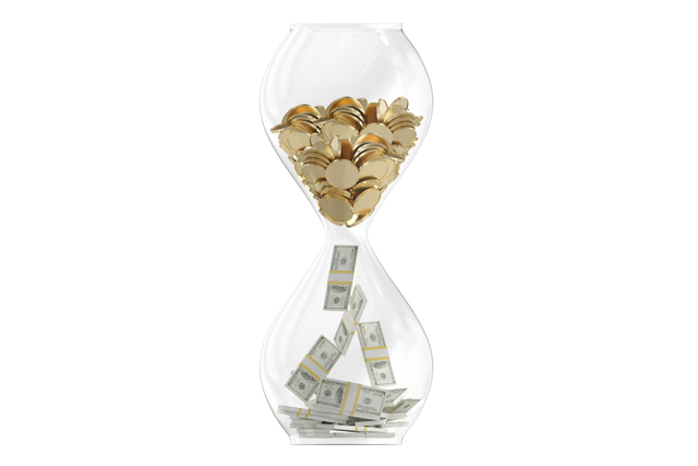 Transparent Hourglass Coins and Cash Flowing Through - Download Free Stock Videos Pikwizard.com