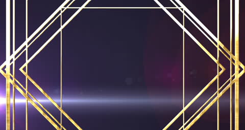 Gleaming Golden Lines on Dark Background with Purple Glowing Light