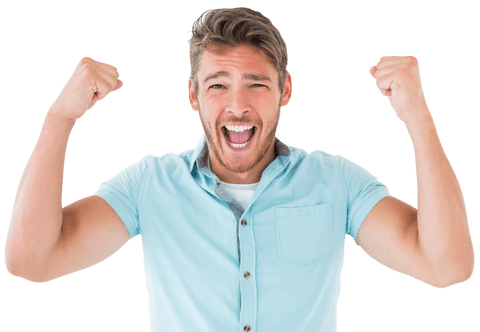 Excited Young Man Cheering with Transparent Background - Download Free Stock Videos Pikwizard.com