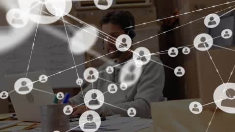Business Professional Remote Networking with Interactive Digital Connections