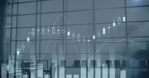 Digital Stock Market Trends Overlay on Office Environment - Download Free Stock Images Pikwizard.com