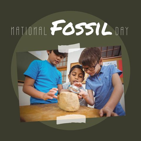 diverse schoolchildren studying fossil on national fossil day - Download Free Stock Templates Pikwizard.com