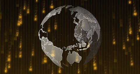 Spinning Globe with Digital Currency Symbols Dynamic Background - Download Free Stock Images Pikwizard.com
