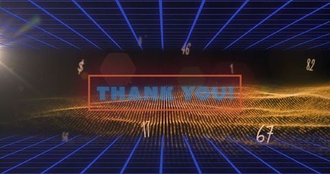 Futuristic thank you message with digital grid background