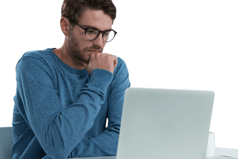Transparent Image of Man Using Laptop in Relaxed Setting - Download Free Stock Videos Pikwizard.com