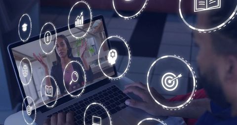 Watching laptop video conference with augmented interface and remote collaboration tools