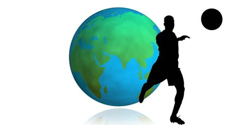 Soccer player silhouette with world globe