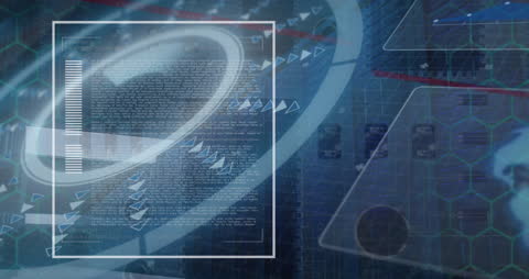 Abstract Digital Interface with Data and Geometric Patterns