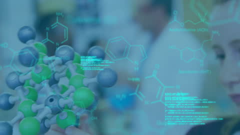 Young Scientist Analyzing Molecular Structure in Lab