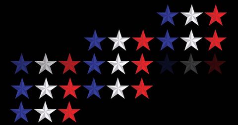 Patriotic Red, White, and Blue Stars on Black Background