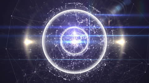 Futuristic Digital Network Visualization Circles and Lines in Space