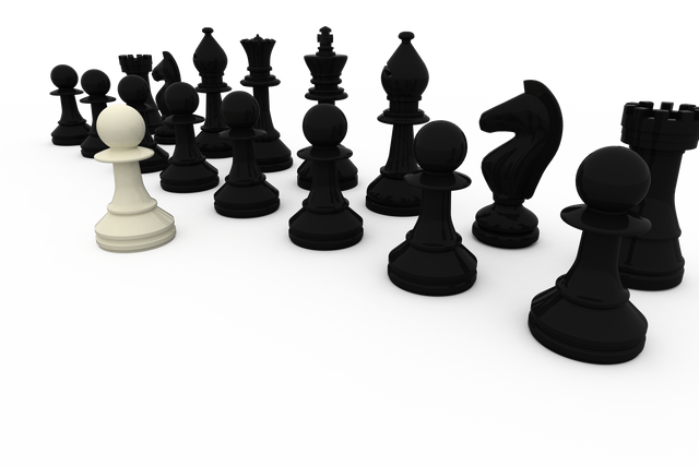 White Pawn Among Black Pieces on Transparent Background Conceptual - Download Free Stock Videos Pikwizard.com