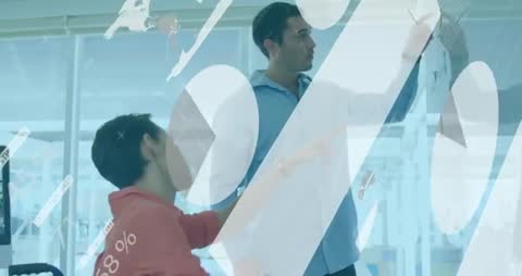 Business Professionals Analyzing Data with Percentage Icons