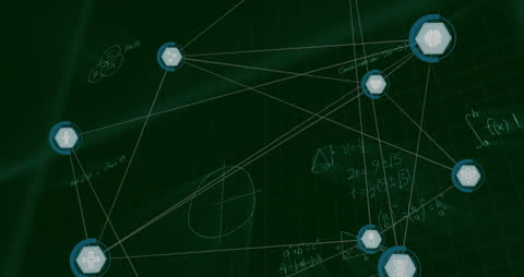 Digital Network Connection with Mathematical Equations Background