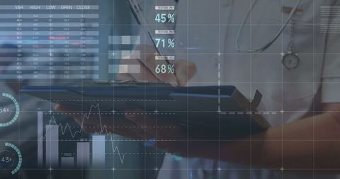 Digital Health Analytics with Doctor Holding Tablet