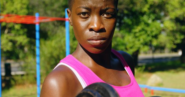 Confident African American Woman Exercising Outdoors in Nature - Download Free Stock Images Pikwizard.com