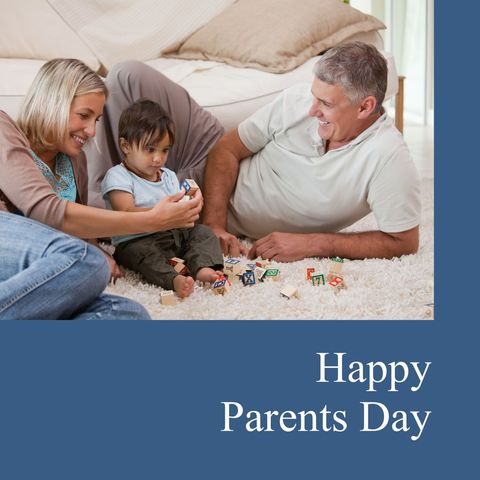 Happy parents day celebration with family playing at home