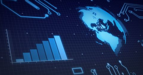 Digital Data Visualization with Globe and Circuit Elements - Download Free Stock Images Pikwizard.com