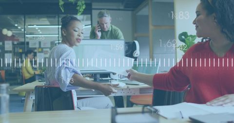 Digital financial data overlay in diverse office collaboration