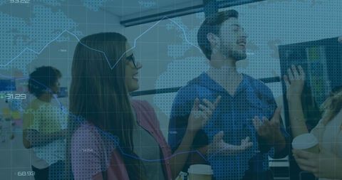 Focused Team Brainstorm with Digital Analytics Overlay