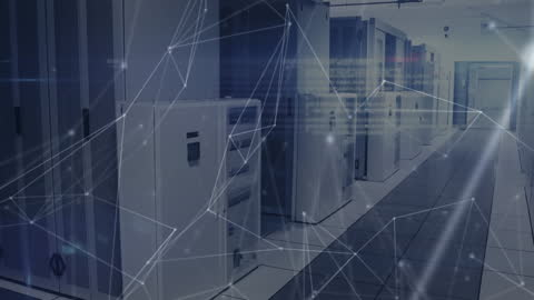 High-Tech Data Center with Digital Network Connections