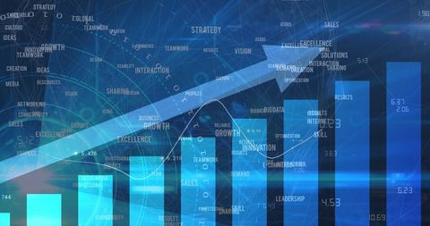 Financial Data Processing with Rising Arrow and Digital Interface - Download Free Stock Images Pikwizard.com