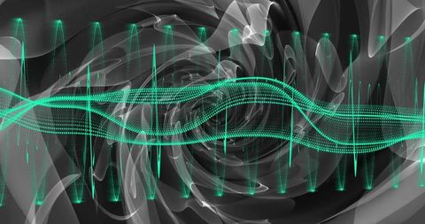 Dynamic neon green waveform in futuristic digital space