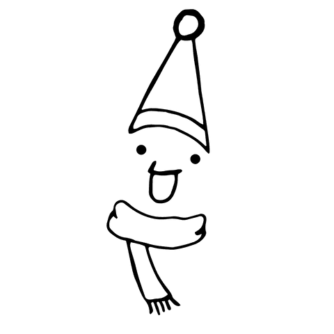 Digital illustration of smiling character on transparent background