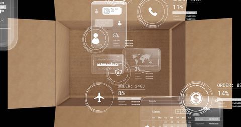 Futuristic Digital Screens on Cardboard Box Concept - Download Free Stock Images Pikwizard.com
