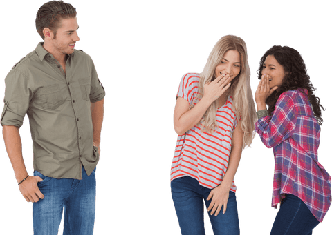 transparent group interaction with two women sharing secret - Download Free Stock Videos Pikwizard.com
