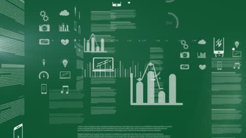 Animated Green Background with Data and Technology Icons