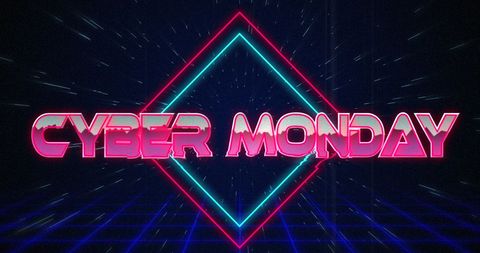 Retro Cyber Monday Logo with Futuristic Neon Glow