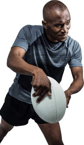 Transparent Confident Athlete Throwing Rugby Ball