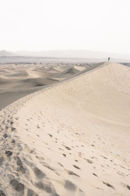 Solitary Figure Walking on Desert Sand Dune During Daylight - Download Free Stock Photos Pikwizard.com