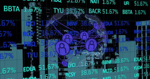 Digital technology connections over augmented stock market interface