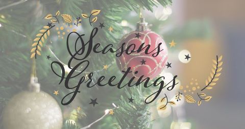 Festive Season's Greetings Card Over Christmas Tree - Download Free Stock Images Pikwizard.com