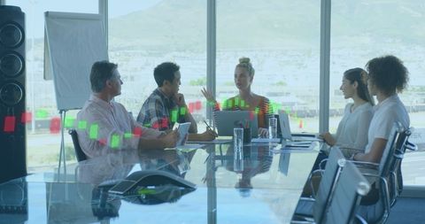 Diverse Team in Meeting Analyzing Financial Data Concepts