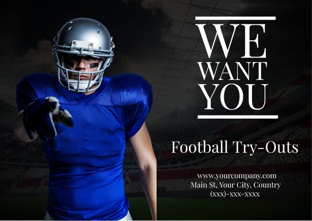 Motivational Sports Poster for Football Try-Outs and Events - Download Free Stock Templates Pikwizard.com