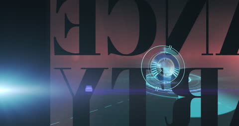 Digital Text Animation with Holographic Radar and Lens Flare