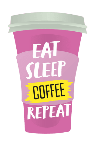 purple coffee mug with eat sleep repeat design on transparent background - Download Free Stock Videos Pikwizard.com