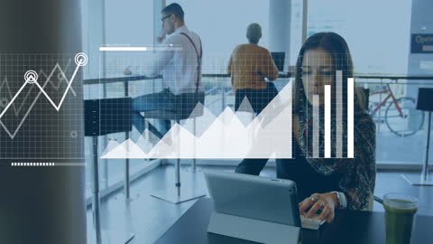 Technology Datalines in Busy Modern Office Meet Productivity Goals