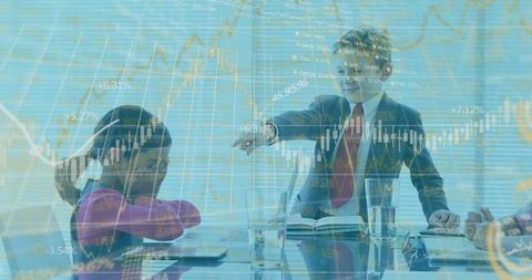 Children at Financial Meeting with Digital Data Insights